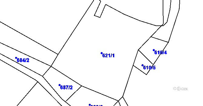 Parcela st. 621/1 v KÚ Borovník, Katastrální mapa