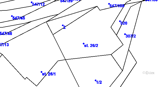 Parcela st. 26/2 v KÚ Borovno, Katastrální mapa