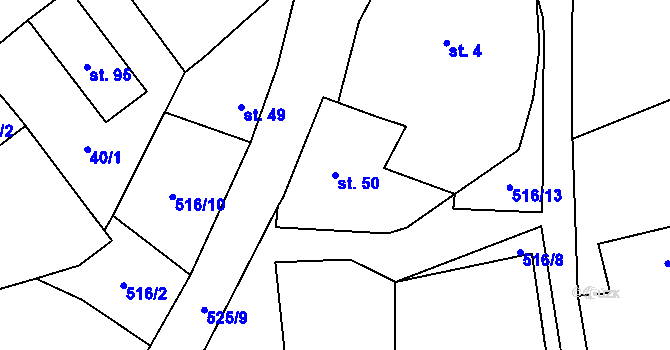 Parcela st. 50 v KÚ Borovno, Katastrální mapa