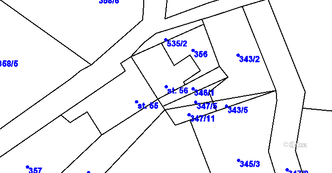 Parcela st. 56 v KÚ Borovno, Katastrální mapa