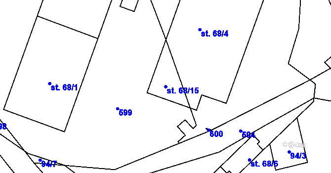 Parcela st. 68/15 v KÚ Borovno, Katastrální mapa