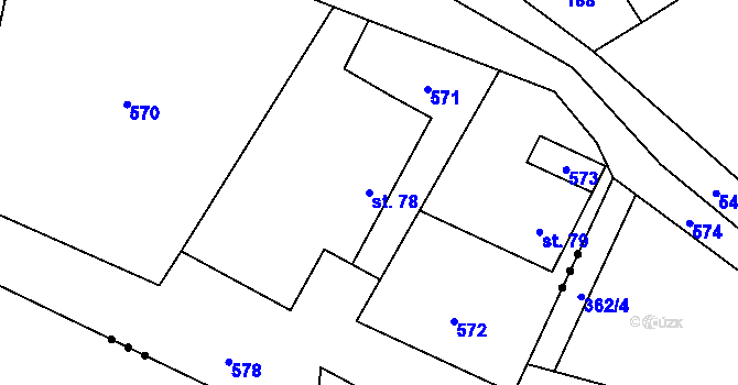 Parcela st. 78 v KÚ Borovno, Katastrální mapa