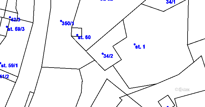 Parcela st. 34/2 v KÚ Borovno, Katastrální mapa
