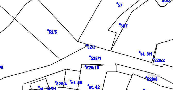 Parcela st. 52/3 v KÚ Borovno, Katastrální mapa