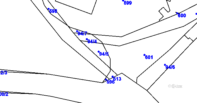 Parcela st. 94/5 v KÚ Borovno, Katastrální mapa