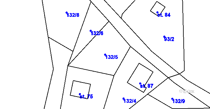 Parcela st. 132/5 v KÚ Borovno, Katastrální mapa