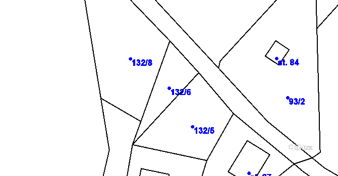 Parcela st. 132/6 v KÚ Borovno, Katastrální mapa