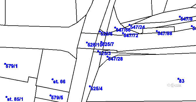 Parcela st. 525/3 v KÚ Borovno, Katastrální mapa