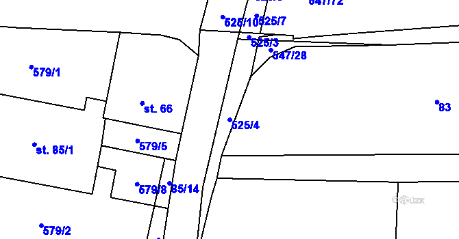 Parcela st. 525/4 v KÚ Borovno, Katastrální mapa