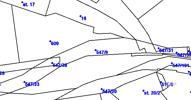 Parcela st. 547/9 v KÚ Borovno, Katastrální mapa