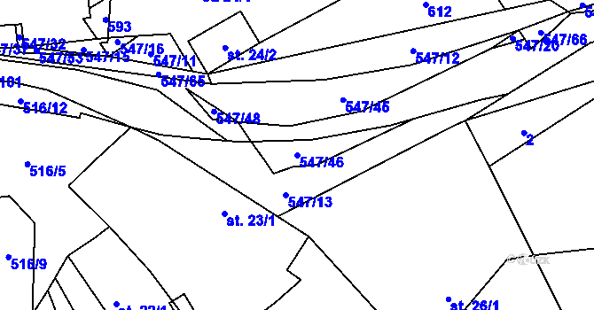 Parcela st. 547/46 v KÚ Borovno, Katastrální mapa