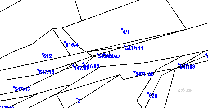 Parcela st. 547/47 v KÚ Borovno, Katastrální mapa