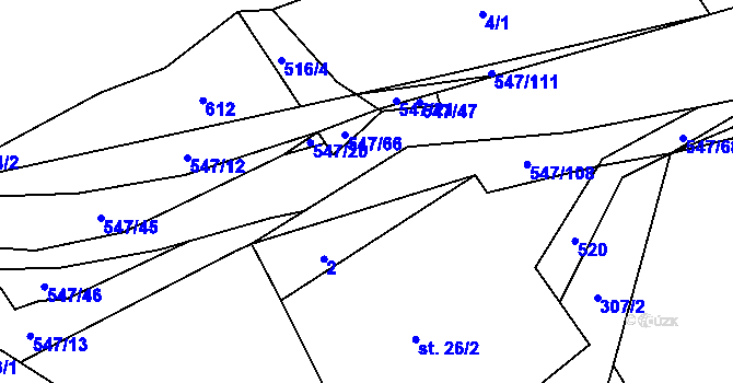 Parcela st. 547/51 v KÚ Borovno, Katastrální mapa