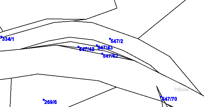 Parcela st. 547/62 v KÚ Borovno, Katastrální mapa