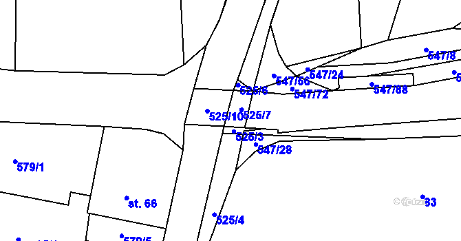 Parcela st. 525/8 v KÚ Borovno, Katastrální mapa