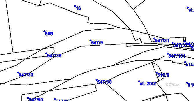 Parcela st. 547/97 v KÚ Borovno, Katastrální mapa