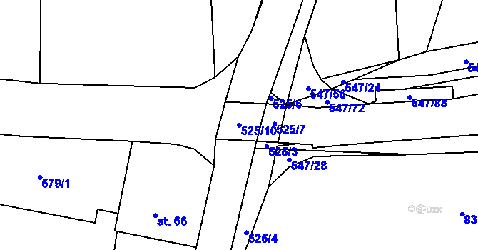 Parcela st. 525/10 v KÚ Borovno, Katastrální mapa