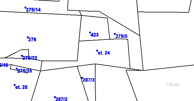 Parcela st. 24 v KÚ Míšov, Katastrální mapa