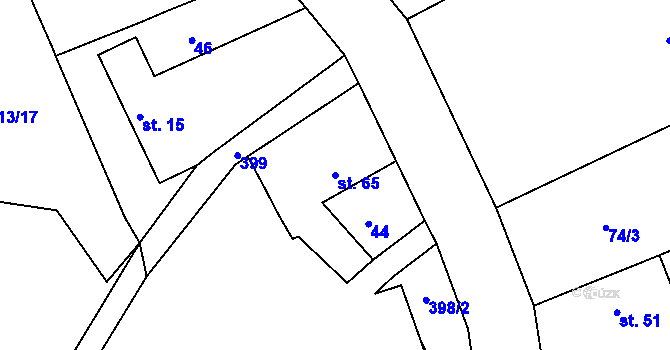 Parcela st. 65 v KÚ Míšov, Katastrální mapa