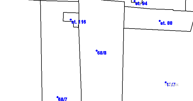 Parcela st. 68/8 v KÚ Míšov, Katastrální mapa