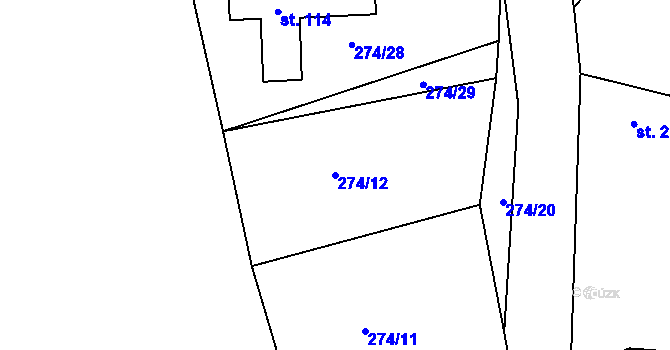 Parcela st. 274/12 v KÚ Míšov, Katastrální mapa