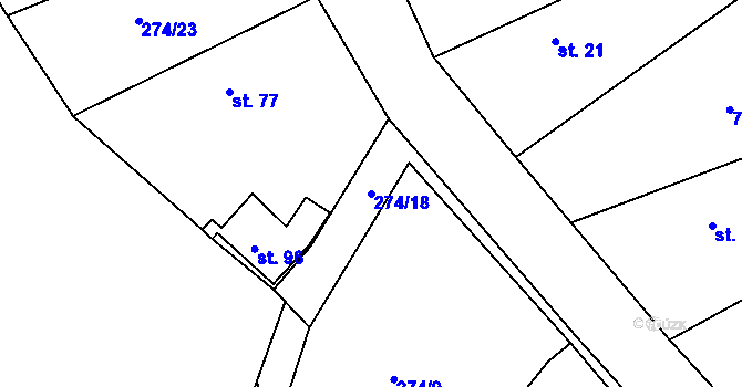 Parcela st. 274/18 v KÚ Míšov, Katastrální mapa