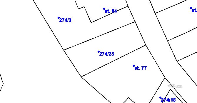Parcela st. 274/23 v KÚ Míšov, Katastrální mapa