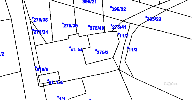 Parcela st. 275/2 v KÚ Míšov, Katastrální mapa
