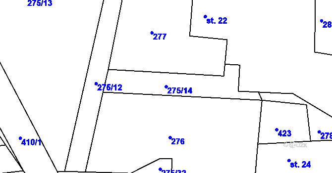 Parcela st. 275/14 v KÚ Míšov, Katastrální mapa