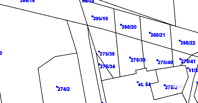 Parcela st. 275/38 v KÚ Míšov, Katastrální mapa