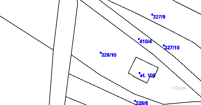 Parcela st. 328/10 v KÚ Míšov, Katastrální mapa