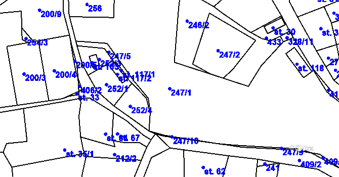 Parcela st. 247/1 v KÚ Míšov, Katastrální mapa