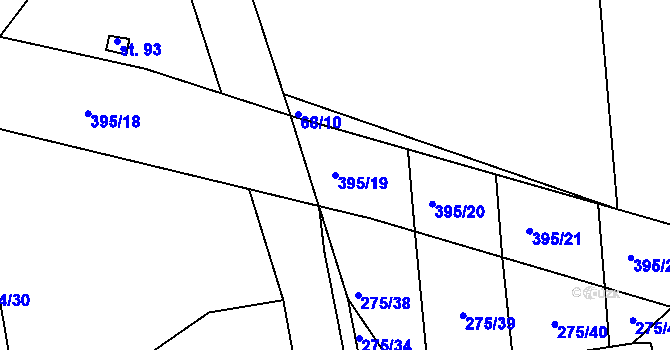 Parcela st. 395/19 v KÚ Míšov, Katastrální mapa