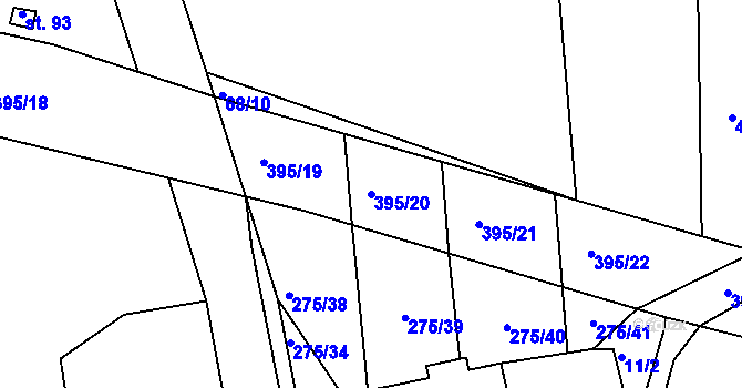 Parcela st. 395/20 v KÚ Míšov, Katastrální mapa