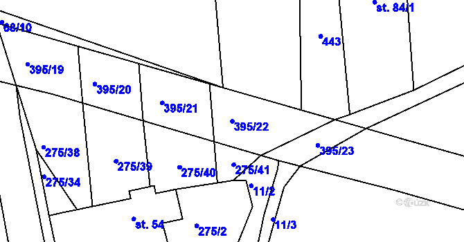 Parcela st. 395/22 v KÚ Míšov, Katastrální mapa