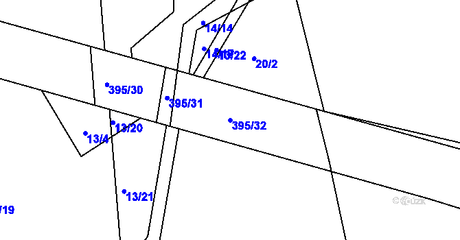 Parcela st. 395/32 v KÚ Míšov, Katastrální mapa