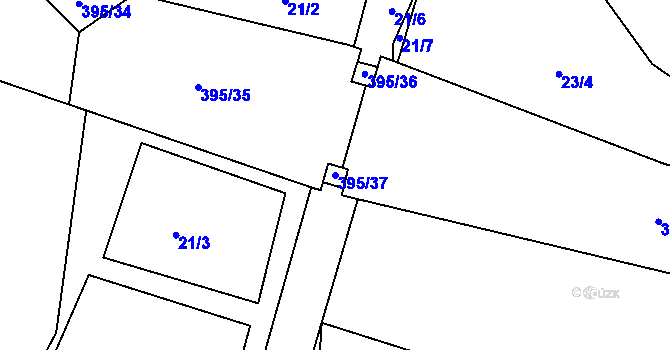 Parcela st. 395/37 v KÚ Míšov, Katastrální mapa