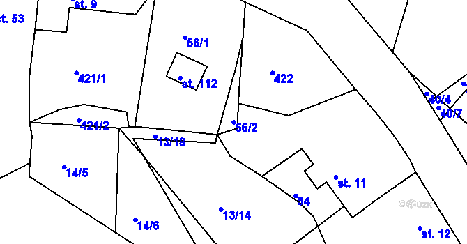 Parcela st. 56/2 v KÚ Míšov, Katastrální mapa