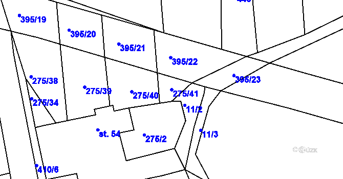 Parcela st. 275/41 v KÚ Míšov, Katastrální mapa