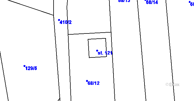 Parcela st. 121 v KÚ Míšov, Katastrální mapa