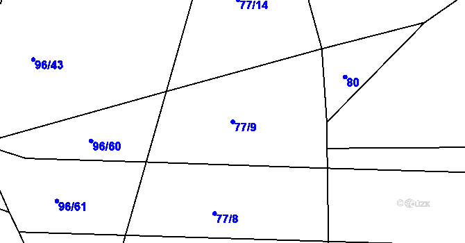 Parcela st. 77/9 v KÚ Míšov, Katastrální mapa