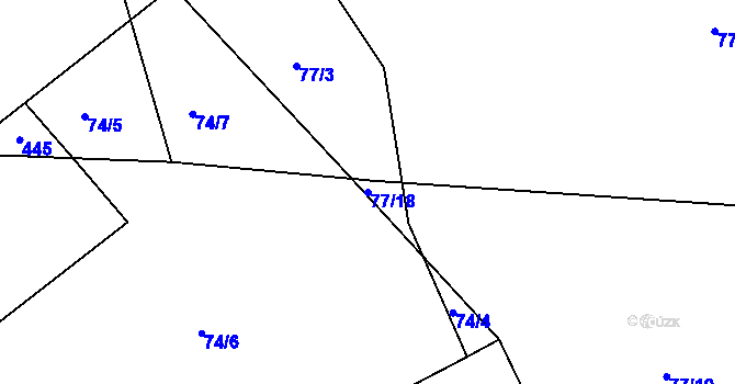 Parcela st. 77/18 v KÚ Míšov, Katastrální mapa
