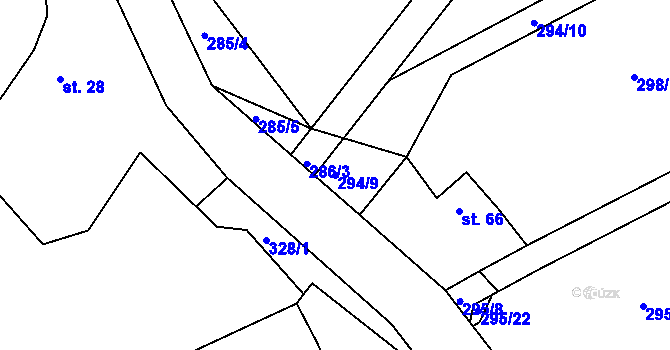 Parcela st. 294/9 v KÚ Míšov, Katastrální mapa