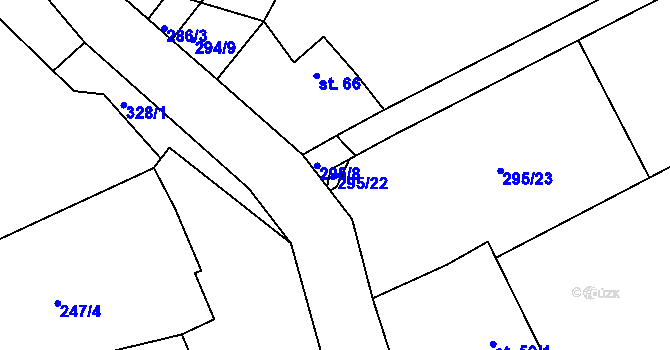 Parcela st. 295/22 v KÚ Míšov, Katastrální mapa