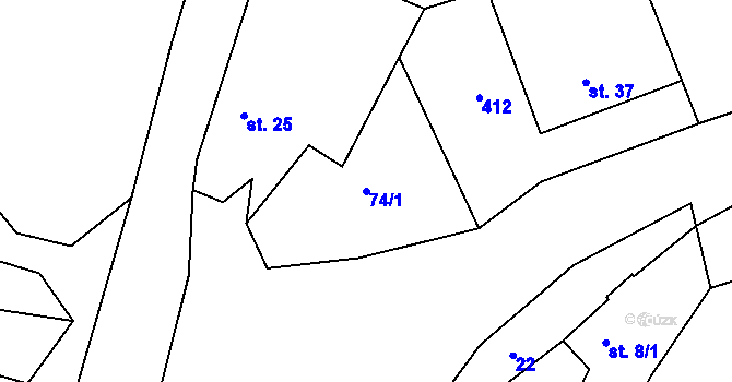 Parcela st. 74/1 v KÚ Borovsko, Katastrální mapa