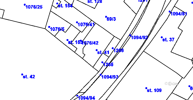 Parcela st. 41 v KÚ Borovy, Katastrální mapa