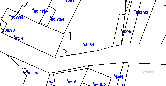 Parcela st. 61 v KÚ Borovy, Katastrální mapa