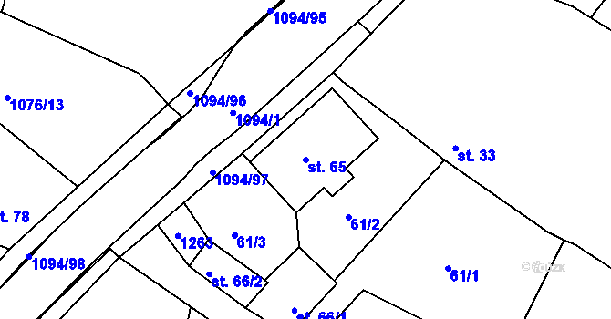Parcela st. 65 v KÚ Borovy, Katastrální mapa