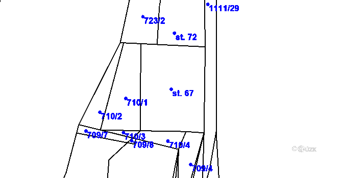 Parcela st. 67 v KÚ Borovy, Katastrální mapa