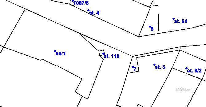 Parcela st. 118 v KÚ Borovy, Katastrální mapa